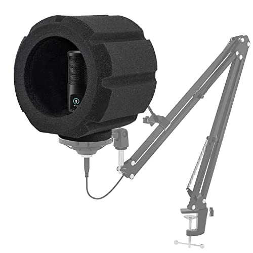 Facmogu Large Microphone Windscreen Foam Cover Pop Filter, Microphone Wind Shield Pop Filter, Acoustic Filter With Thick Sponge For Indoor Studio Audio Recording & Outdoor Wind Noise Reflections, Blue #TOP6