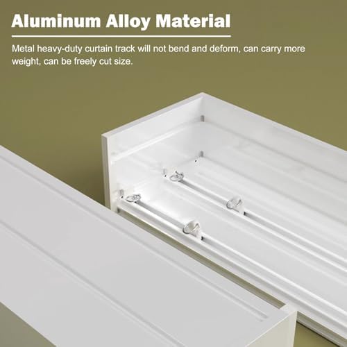 Heavy Duty 9.8ft Double Curtain Track System for Bedroom Windows - Complete with Valance & Pelmet Box - Ideal for Elegant Window Treatments and Home Decor