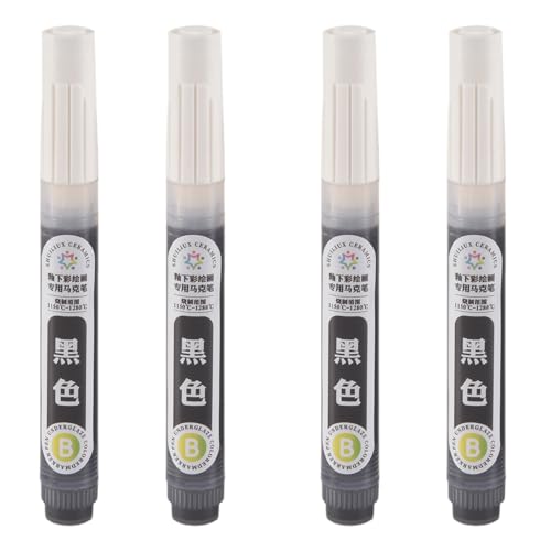 Rastapulz 4 bolígrafos de cerámica para bajo vidriado, lápiz permanente de color porcelana (negro)