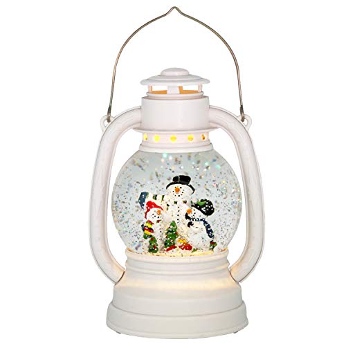 Eldnacele Christmas Snow Globe Lantern Spinning Water Glittering Snowman Scene with 6 Hours