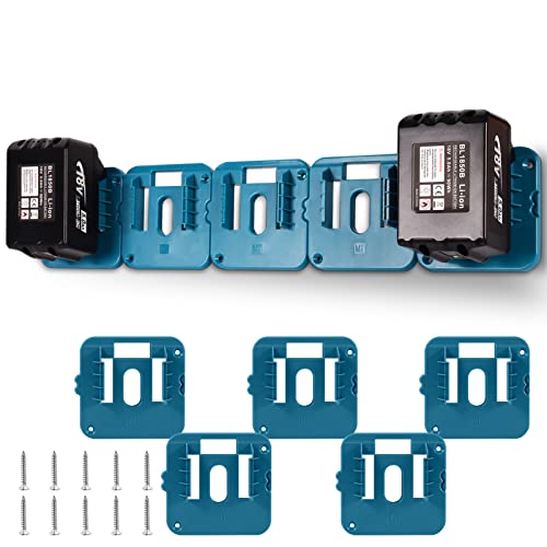 5PCS Akkuhalter für Makita14-18V Akku, ASOFTY Skalierbar Wandhalterung für Makita Akku, Batteriehalter Leichte Montage mit Schrauben, für Werkstatt oder Van Cover