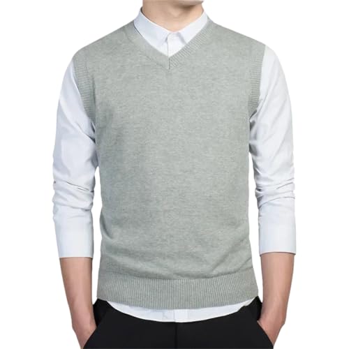 Men’s Cotton Knit V-Neck Sweater Vest Casual Sleeveless Pullover Plus Size Waistcoat
