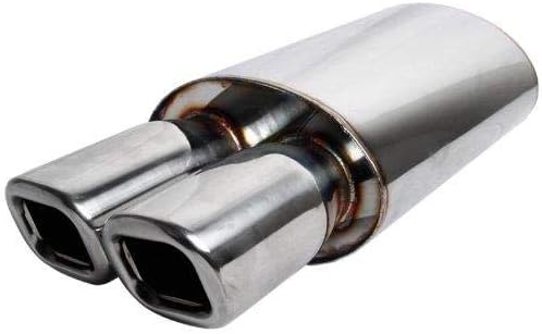 Weld-On Muffler Series Universal 3" Remis Style DTM Dual Square Tip Stainless Steel 2.5" Inlet Muffler
