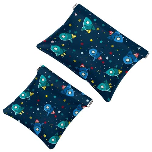 2 beauty case tascabili con chiusura ermetica mini borsa portatile per il trucco senza cerniera mini da viaggio per donne e ragazze colorata bestia dinosauro arancione Multicolore 02