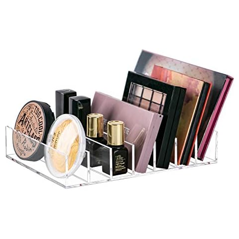 weddingwish Makeup Palette Organizer Holder-Premium Makeup Holder,with 7 Slots Acrylic Storage for Counter Tops, Dressers, dorms, Universities, desks, and bathrooms, Clear Cover