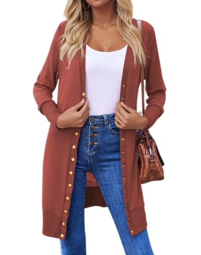 Halife Womens Long Sweaters Cardigans Open Front Button Cardigans Casual