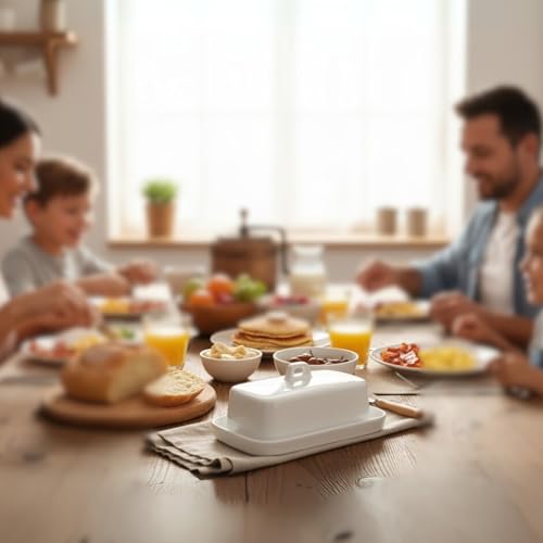 Miniatura 2 de Nerthus Fih 335 Mantequera De Porcelana Con Tapa, Diseño Elegante, Color Blanco