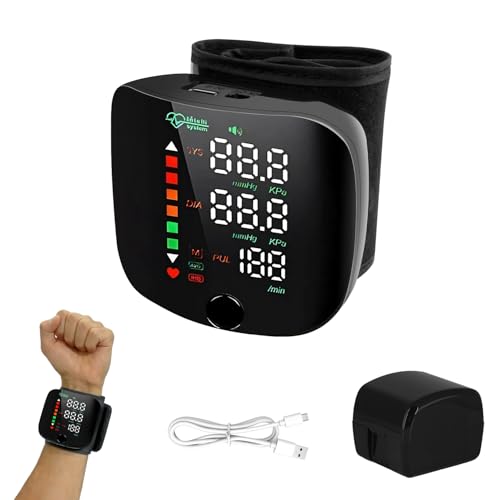 Blutdruckmessgerät Handgelenk Wiederaufladbares Blutdruckmessgerät mit Großem LCD Display Präzises Blutdruckmessgeräte für Zuhause Speicherfunktion für Erwachsene und Senioren