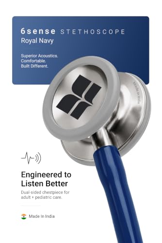 Image of Knya 6sense Stethoscope for Doctors & Residents | Tunable Diaphragm | Dual-Head Chest Piece for Adult & Pediatric Use | Lightweight Stainless Steel | Latex-Free Tubing | Soft-Seal Ear Tips | Premium Gift Box | for Medical Students (Navy Blue)