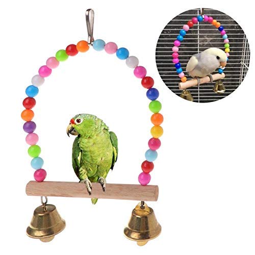 Sage Square Natural Wood Hanging Swing Toy for Small & Medium Birds Love Birds, Parrot, African Grey 2