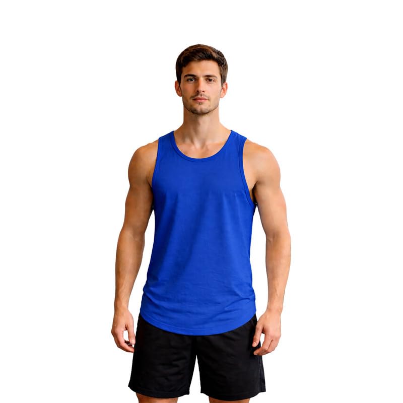 FBAR Men Solid Active Gym Vest Blue-picture-29