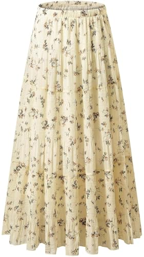 La Mejor Recopilación de Faldas para Mujer los mejores 5. 45 COLIZAMX Falda Larga para Mujer Plisada Estampados y Lisos con Cintura Alta Elástica