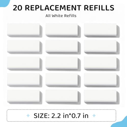 Image of M&G 20 Pack White Pencil Erasers, Erasers Bulk, Soft Rubber Refills