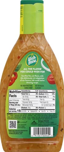 Image of Wish-Bone Fat Free Italian Salad Dressing, 15 FL OZ (Pack of 4)