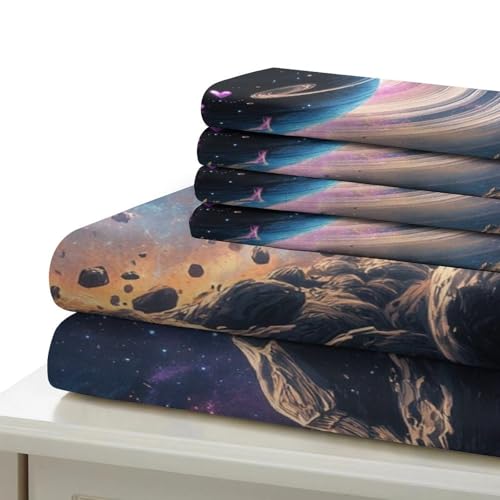 Housse de couette 3D aventure spatiale king size hypoallergénique et douce