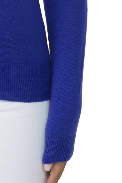 Image of JENNIE LIU Women's 100% Pure Cashmere Long Sleeve Pullover V Neck Sweater