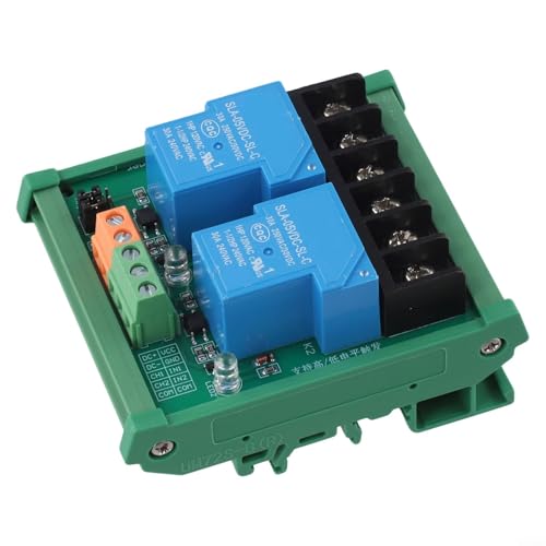 Image of DIN Rail Mounted 2 Channel Relay Module, 10A Electromagnetic Relay, AC/DC Compatibility, LED Status Indication (24v)