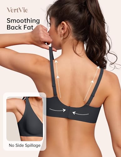 Image of Vertvie Jelly Wireless Bras for Women Push Up Plunge Seamless T-Shirt Bras No Underwire Supportive Full Coverage Bralettes
