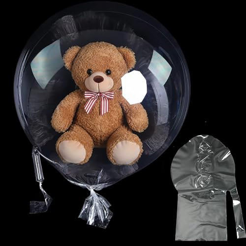 HKYOOD Large Clear Balloons for Stuffing - 15Pack Big Extra Wide Mouth Bobo Balloons for Stuffing Bulk Transparent Balloon Set Decor For Valentines Day Birthday Baby Showers Party Decorations