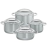 Silit Vision Topfset Induktion 4-teilig, Kochtopf Set mit Glasdeckel, Silargan Funktionskeramik, Induktions Töpfe Set nickelfrei, grau