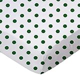 SheetWorld 100% Cotton Percale Fitted Crib Toddler Sheet 28 x 52, Hunter Green Polka Dots, Made in USA