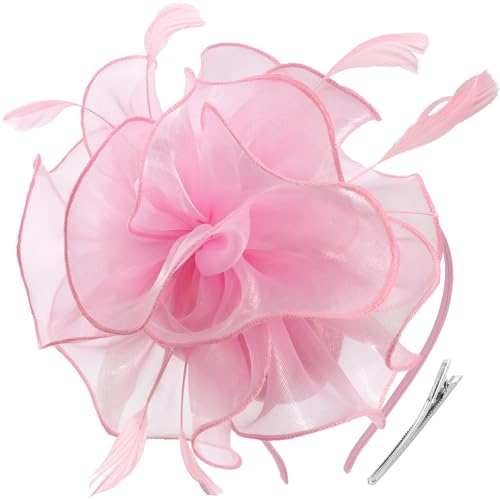 Image of DRESHOW Fascinators Hat Tea Party Headwear Ribbons Feathers on a Headband and a Clip for Women