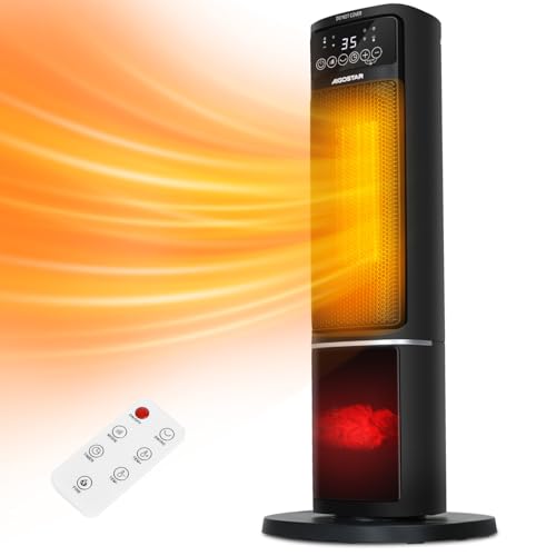 Aigostar Calefactor Cerámico con Imágenes de Chimenea 3D, 2000W, Mando a Distancia y Pantalla...
