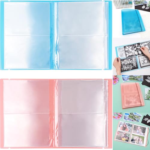 Image of 2 Pack Large Sticker Photo Storage Album, Stamp & Cutting Dies Storage Book Organizer Folder for Cards Storage DIY Scrapbooking Card Making Supplies 20 Pages 80 Pockets / Pack ( Blue + Orange)