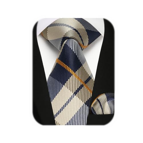 Enlision Blue Plaid Tie Boys Necktie And Pocket Square Set Children Tie For Boy Classic Formal Brown Neck Strap Tie For Kids Party School thumb #1