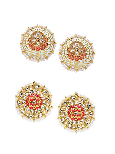 ZAVERI PEARLS Womens Non Precious Metal Stud Earrings (Golden, Pink, ZPFK9027) (B07X2X37ZR) Amazon Price History, Amazon Price Tracker