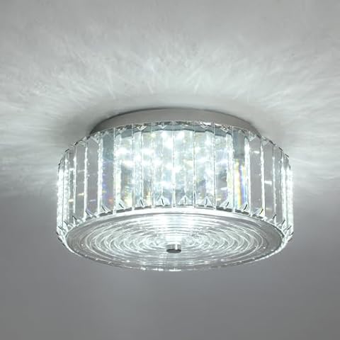 Deckrico Close to Ceiling Light Fixtures Mini Chandelier Flush Mount Modern Crystal LED Ceiling Lamp for Bedroom Hallway Kitchen Island Closet, Variable Light Cover