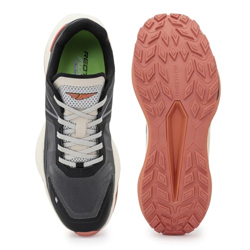 Image of Red Tape Men's Sneakers Black Grey Mesh TPU Round Toe Lace-Up