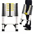 Telescoping Ladder 12.5 FT Aluminum Extension Ladder, Collapsible Ladders On The Go Rv Telescopic Ladder Folding Compact Telescope Extendable Portable Ladders for Home Roof 330lbs Max Capacity