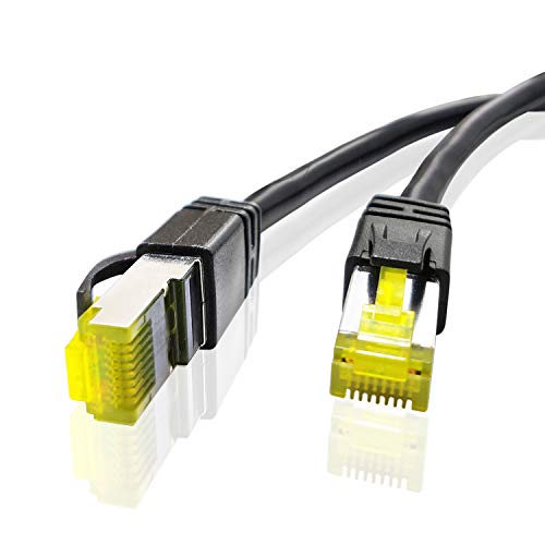 ADWITS 3m Cable Ethernet | Cable Cat 7 en Bruto con apantallamiento S FTP PIMF y Conector RJ45 | Cable de Conexión |10000Mbit s |10 Gigabit, 600MHz | Punto de Acceso Switch Router Modem - Negro