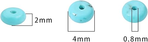 Miniatura 5 de Cuentas de piedra de disco turquesa azul natural de 0.156 x 0.079 pulgadas, 160 cuentas de piedras semipreciosas sueltas para diseño de joyería