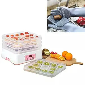 Divyabhav Food Processor Dehydrator Machine and Silicone Cleaning Hand Gloves comboo, dry Food Saver/Dehydrator/Preserver Jerky Maker Machine Hand Gloves for Kitchen(2 in 1 comboo)