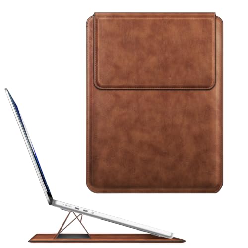 Fintie Sleeve Case for MacBook Neo 13 Inch, MacBook Air 13.6/13.3 Inch, MacBook Pro 13 Inch, Other Up to 13' Laptop Tablet – Slim Bag Cover with Stand, Synthetic Leather, Magnetic Closure, Brown