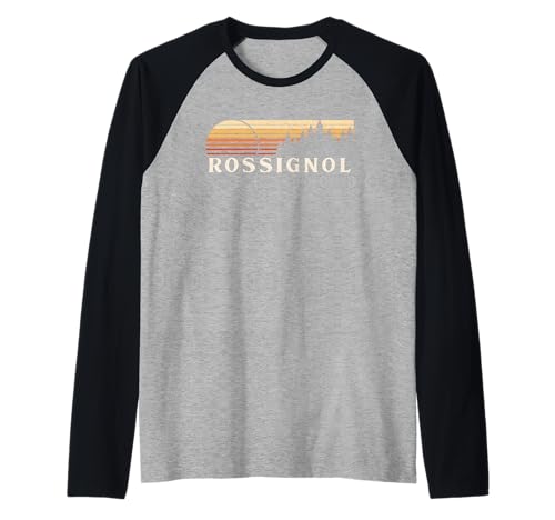 Rossignol, LA Vintage Evergreen Tramonto anni Ottanta Retro Maglia con Maniche Raglan