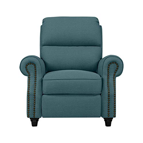 Domesis Cortez Linen Push Back Recliner Chair, Blue Linen #TOP1
