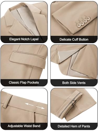 Men's Slim Fit 2 Piece Suit, Two Button Solid Suit Jacket Pants Set, Wedding Prom Suit4