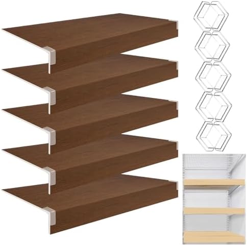 Moisture Resistant Shelf Liners - 5 Pcs 0.31" Thick Wire Rack Covers, Easy Cut & Install for Kitchen Pantry & Closet Shelves (32.5x16x3 to 82.6x41x8cm),Brown,34.5x16x3/87.6x41x8cm