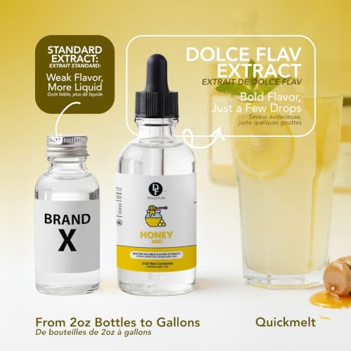 Image of Dolce Flav Natural Honey Extract - Natural Wildflower Honey Flavoring for Coffee, Baking & Desserts | Water-Soluble, Sugar-Free, Alcohol-Free, Kosher | 2 oz with Measured Dropper