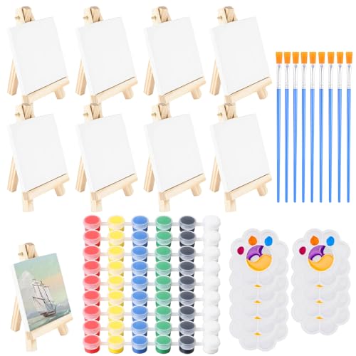 DWDHYEAN 45 teiliges Mini Staffelei mit Leinwand Set staffelei-Bilderrahmen-Set,staffeleien Dreieck Holz Dekoration DIY Mini-Staffelei malen zubehör für Einsteiger & Hobbymaler