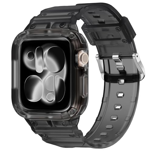 DABAOZA �N���AApple Watch�o���h 46mm �}�b�g�t���X�g�W�F���[�N���X�^�� ���f�B�[�X �����Y TPU �X�|�[�c�X�g���b�v iWatch Ultra 3 2 Series 11 10 9 8 7 6 5 4 SE 3 2 1�p (46-