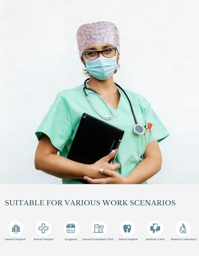 Image of Scrub Caps for Women with Buttons, Classic Surgical Caps | Double-Sided Printed, Adjustable,Long Hours, Sweatbands, Fabric Help Reduce Static Buildup