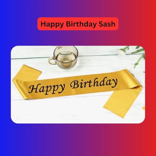 Image of KITTER Birthday Decoration Set With Happy Birthday Sash, Black Foil Star Balloon, Foil Curtains, Happy Birthday Banner and Balloons | Happy Birthday Decoration Items | Decoration Kit For Birthday