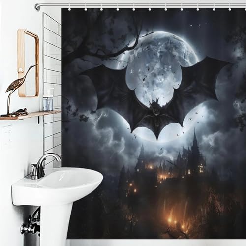 Rideau de douche lavable en polyester imperméable avec ses 12 crochets - 6