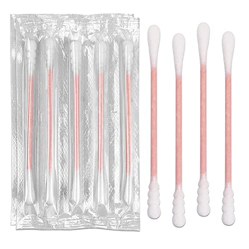Image of 1000 Pack Cotton Swabs, Individually Wrapped Cotton Swab, Individually Wrapped Double Tipped Paper Sticks for Ear, Make-up(Spiral-Round End)