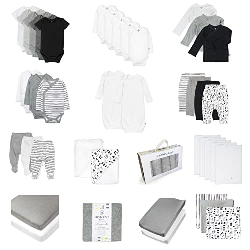 Image of HonestBaby 50-Piece Oh Set Newborn Essentials Gift Box Organic Cotton for Infant Baby Boys, Girls, Unisex