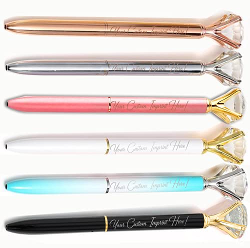 Personalized Pens with Name Personalized Pens in Bulk Custom Pens Personalized Bulk Customized Pens with Bussiness Name 6 PCS Diamonds Personalized Pens with Free Engraving (Assorted Color)